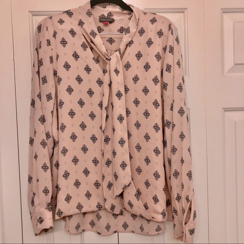Vince Camuto Chiffon Blush Pink Tie Neck